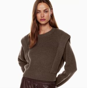 Babaton Grazia Merino Wool Sweater | Aritzia Shoulder Pad Knit Size L